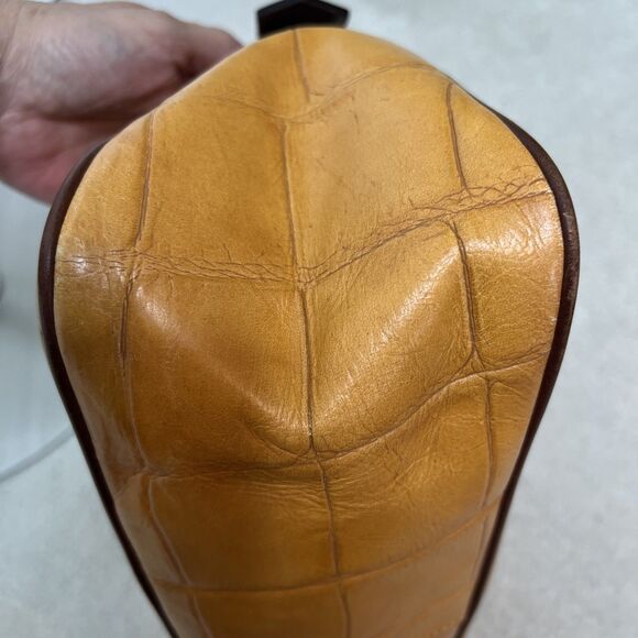 Dooney & Bourke Nile Shoulder Hobo Bag Vintage Yellow Croc Embossed Leather - Picture 12 of 16